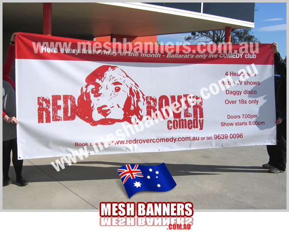 Red banner for comedy festival and promotion 