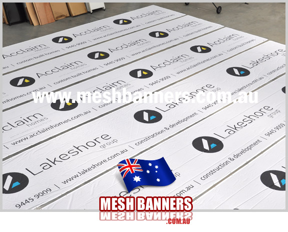 Two varieties of the fence mesh printing style for a SA Adelaide sign company