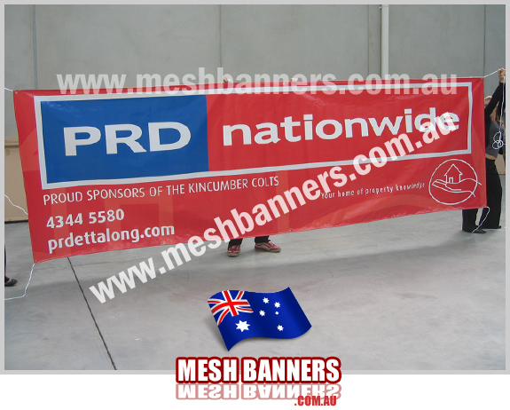 Big sponsor banner PRD sponsoring sporting event, this sign is used at various events during the year.